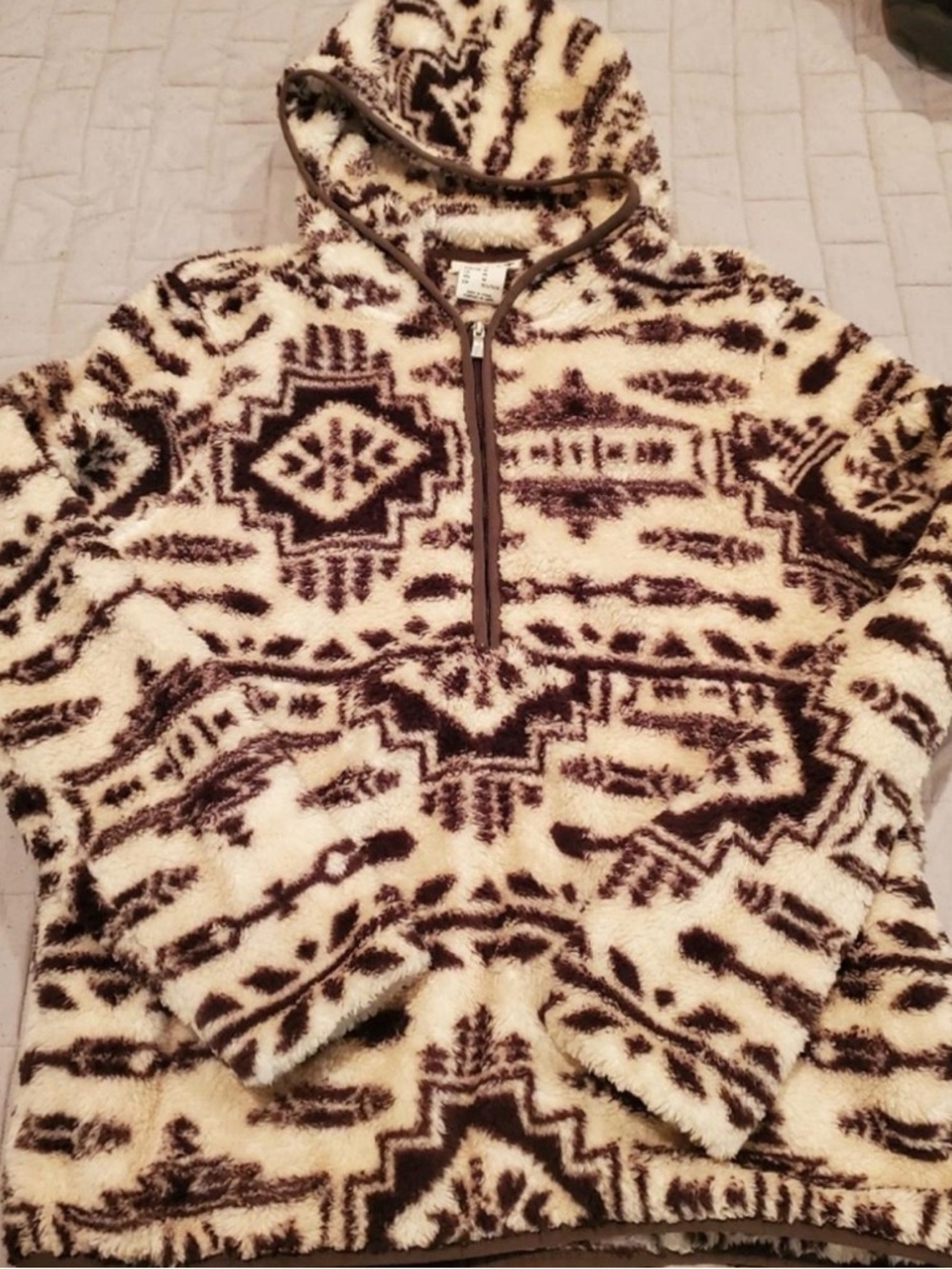 Ariat Cream and Brown Sherpa-Lined Zip up